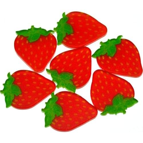 10PCS 24X31mm Flatback Shining Acrylic Strawberry Planner|DIY Scrapbooking Crafting Fruits|Hair Bow Center Embellishments