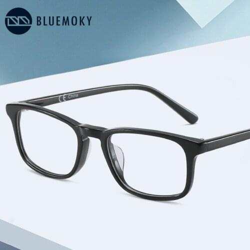 BLUEMOKY Acetate Anti Blue Light Computer Glasses Frame Women Transparent Rectangle Blue Light Blocking Optical Myopia Spectacle