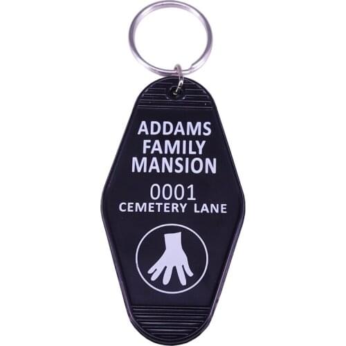 Addams Family Mansion Cemetery Lane hotel room Keyring Its Where Every Night is Halloween