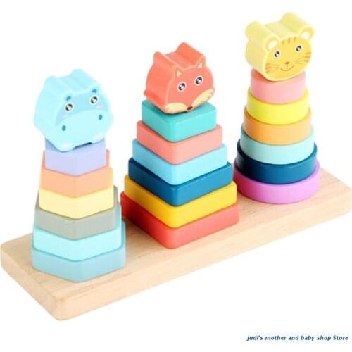 67JC Wooden Geometric Toy Building Block DIY 3D Jigsaw Puzzle for Kids Education Toy