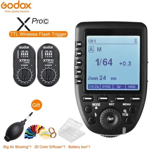 Godox Xpro-C/N/S/F/O/P TTL HSS 2.4G Flash Trigger + 2PCS XTR-16S Receiver for Godox V860II V860II TT685 V860C V860N V850