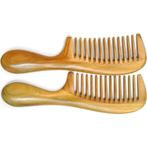 Ming cheng Sandalwood Hair Combs Handicraft Wooden Round Handle Sandal Natural Fine Comb Anti-Static Care