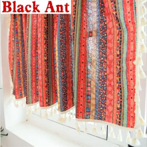 American Retro Half Curtain Fashion Short Curtain for Living room Balcony Bay Window Kitchen Cabinet Partition Curtain DL-JD32F