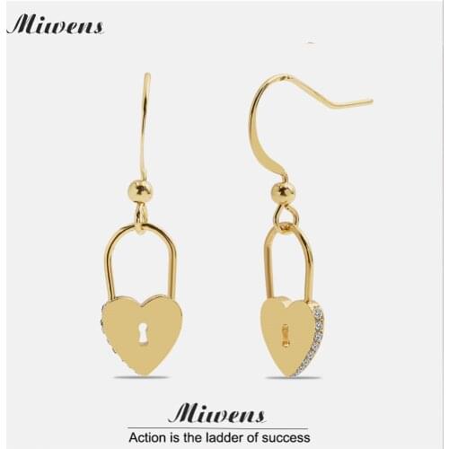 Miwens Copper Heart Earrings Women Geometric Gold Color Circle Drop Hanging Earrings 2021 Metal Beads Metallic Rroud Ear Jewelry