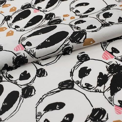 Cute Panda Dyeing Pure Cotton Fabric For Dress Shirt Tissus Au MÈTre Telas Por Metro Tissu Vestidos Sewing Tela Ткань Для Шитья