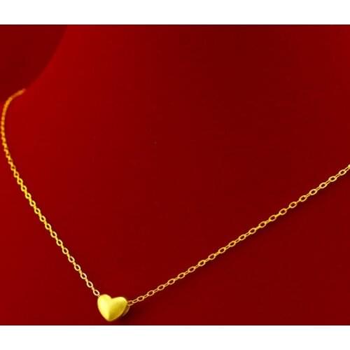 Fashion Korean 14K Gold Necklace for Women Wedding Engagement Jewelry Matte Little Love Heart Pendant Necklace Chain Chocker