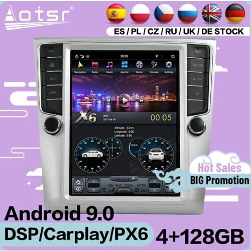 4+128G Tesla Screen Multimedia Stereo Android 9 Player For Volkswagen Magotan 2012 2013 2014 2015 2016 GPS Video Radio Head Unit