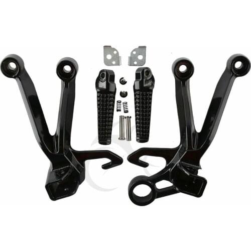 Motorcycle Rear Foot Pegs Foot Rest Footrest Bracket Set For Suzuki GSXR 1000 2003-2004 K3 Matte Black/Chrome