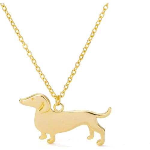 Dachshund Dog Pendant Necklaces For Women Animal Sausage Choker Necklace Stainless Steel Chain Female Jewelry Collares Gifts