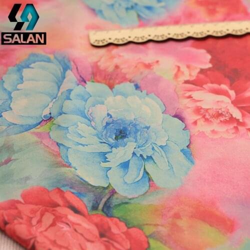 Peony flowers imitation clouds yarn fabrics cheongsam dresses DIY DIY bags improved Chinese clothing fabrics