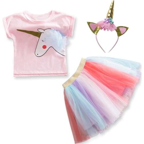 Unicorn Dress for Girls Childrens Clothes Kids Rainbow Tulle Dresses Baby Girls Party Costume Summer Princess Dress Vestidos
