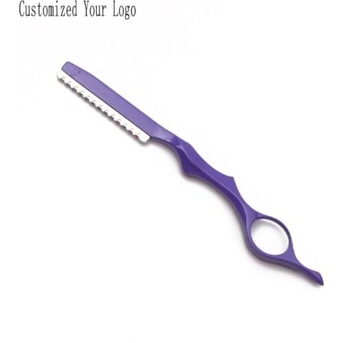 Customize Logo Professional Sharp Barber Razor Blade Hair Razors Cut Hair Cutting Thinning Knife Salon Tools Add 10 Blades