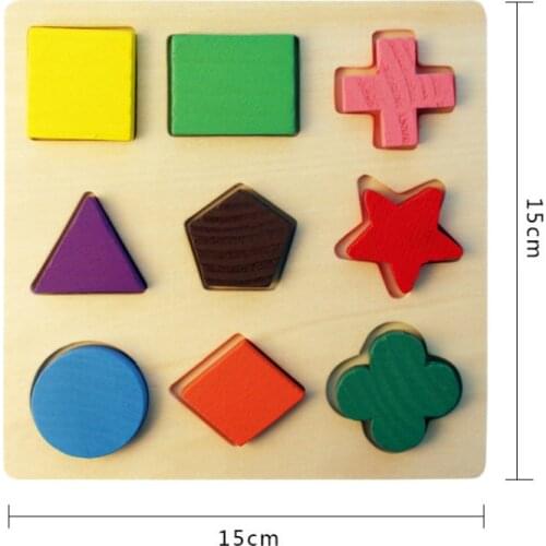 Sale Geometric Shape and Color Matching Toys Wooden 3D Puzzles Baby Montessori Early Educational Learning Toy for Children