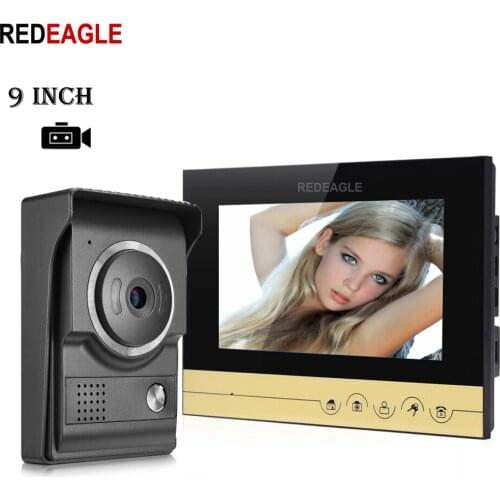 REDEAGLE 9 inch Touch Key Screen Recording Video Door Phone doorbell Intercom System 700TVL HD Color Night Vision IR Camera
