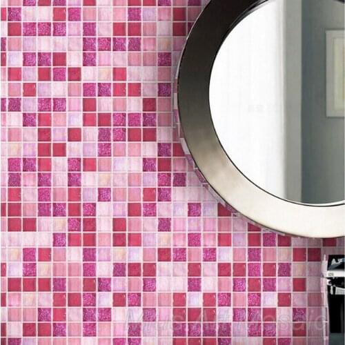 Pink lady hot melt glass bathroom mosaic tile shower room floor decoration