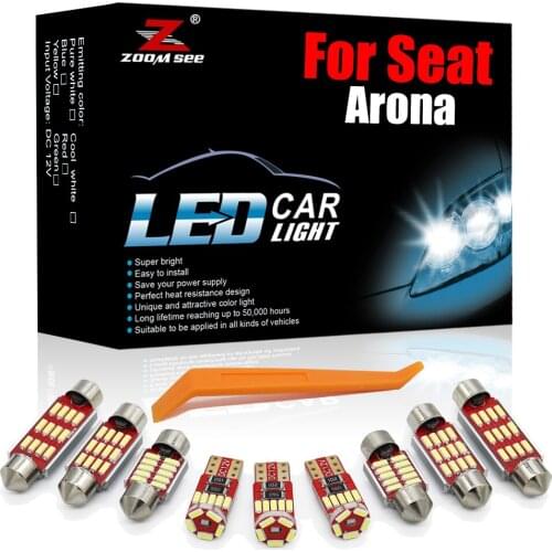 Most Brightest White Canbus LED Interior Kit 13pcs For Seat Arona 2017-2019 Vehicle Footwell Vanity mirror Trunk Dome Map Light
