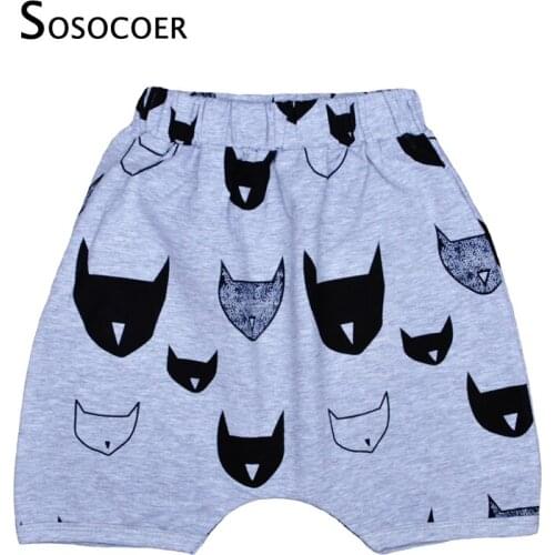 Boys Girls Short Pants 2017 Summer Kids Baby Clothes Cartoon Bat Cottton Blue Green Gray Harem Shorts For Children Harem Pants