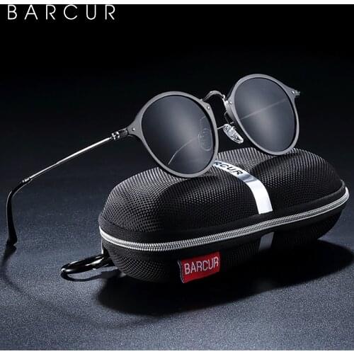 BARCUR Luxury Retro Aluminum Magnesium Vintage Sunglasses For Men Polarized Round Sun Glasses Women Eyewear Oculos De Sol
