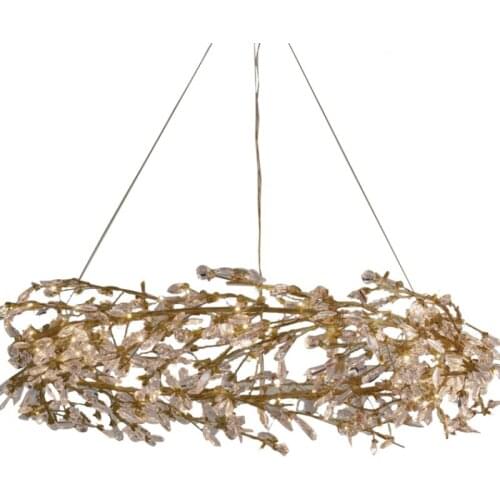 Modern American garland crystal living room lamp firefly Nordic clothing store personalized decoration round chandelier