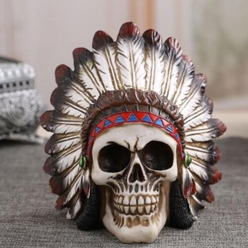 Halloween Skull Statue Sculptures Indian Decoration Personalized Ornaments Figurines Painting Medical Model Replica Home Decor