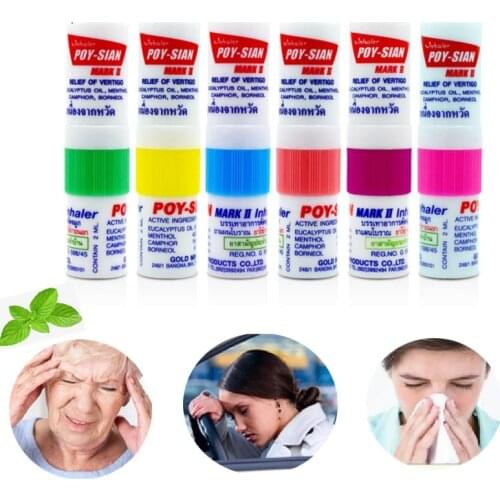 Thailand Nasal Inhaler Poy sian Mark 2 Herbal Stick Mint Cylinder Oil Brancing Breezy Asthma