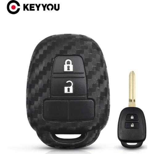 KEYYOU 2 Button Silicone Car Key Case For Toyota CAMRY RAV4 Prius Corolla 2012 2013 2014 2015 Car Key Protective Cover
