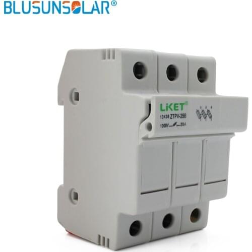 10 Piece/lot Wholesale DC 1000V 20A 3 Pole DIN Rail Mount Fuse Holder For Solar ProtectionSolar