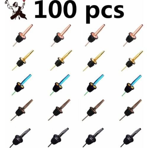 100pcs Wine Bottle Pourer Stopper Stainless Steel Wine Liquor Spirit Pourer Free Flow Wine Bottle Pour Spout Stopper Bar Tool