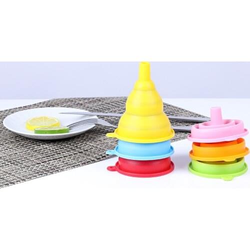 1Pcs Funnel Kitchen Folding Heat Oil Resistant Water Liquid Funnel Hopper Specialty Tools Funnel Mini Silicone Gel Collapsible