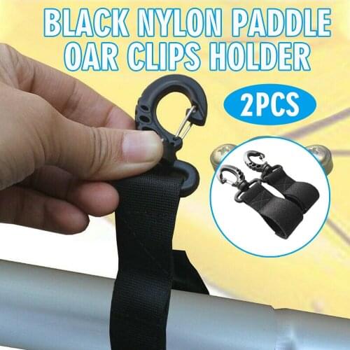 2pcs Black Nylon Paddle Oar Clips Holder Keeper Kayak Canoe Boat Accessories Convenient Adjustable Paddle Oar Clips