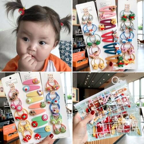 30 Pcs/Bag Children Cute Cartoon Fruit Flower Rubber Bands Hairpins Girls Lovely Hair Bands Hair Clips Kids Hair Accessories