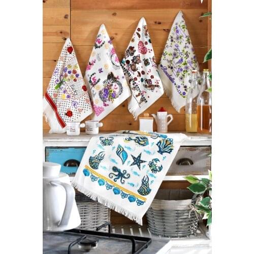 40 X60 CM 100 Cotton Turkish Made 5 Pcs Printed Kitchen Towel Set Quality And Convenient Fashionable Design Towel model 2021 Trend
