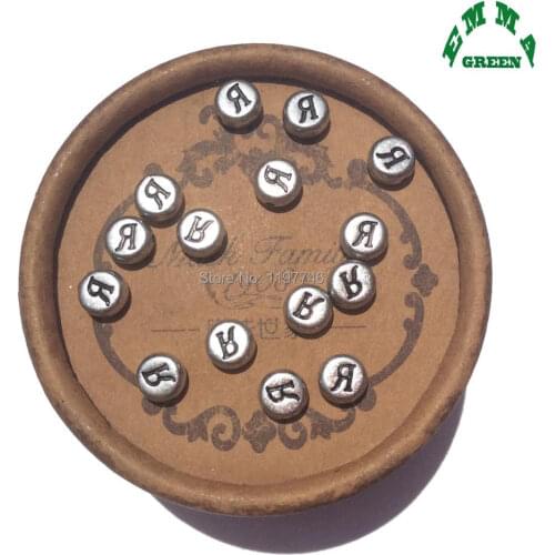 Russian Alphabets Letters Silver Color Acrylic Round Spacer Beads Accessories For DIY Jewelry Finding Making 4*7mm 3600pcs