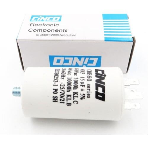 CBB60 Motor Run Capacitor 15UF 400V 450V wire SH DB Polypropylene Film Ac 450VAC Water Pump electrical engine 15mfd 15mf