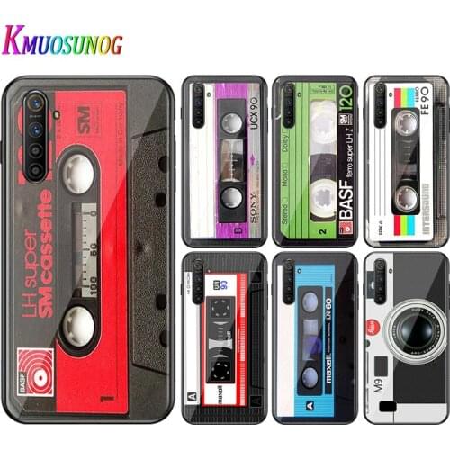 For OPPO A5 A9 2020 F7 Phone Cover Classical Cassette Tape for OPPO Reno 2 Z 2Z 2F 3 4 Pro 5G Bright Black Phone Case
