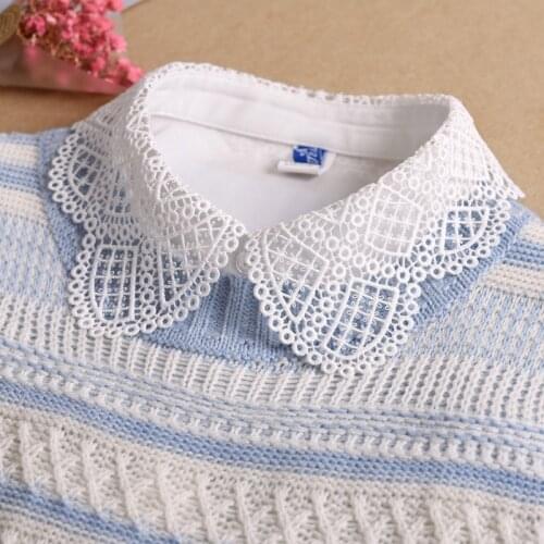Elegant Lace Hollow Detachable Shirt Collar Ladies White Black Fake Collar Shirt False Collar Shirt Lapel Blouse Tops Cravat