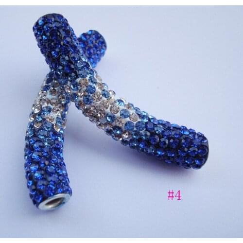 Gradient curve tube connector,pave bar charms beads for bracelet and necklace shamballa crystal shamballa beads