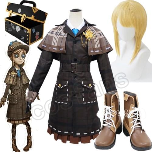 Identity V Cosplay Costume Cos Clothes Gardener Miss Truth Emma Woods Cosplay Costume Set With Hat Magnifying Glass Boots Wigs