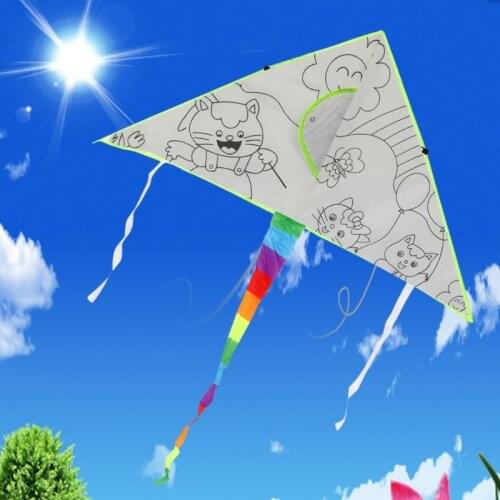 New DIY Painting Kite With Pigment Kite For Kids Children Flying Outdoor Toy XX9E