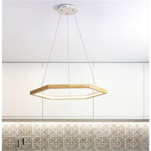 New Nordic Style Minimalist Restaurant Log LED Pendant Light Creative Diamond Wooden LED Household Lamp Fixtures
