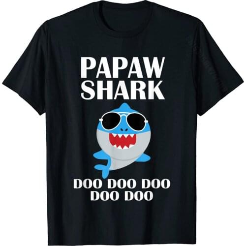 Papaw Shark Shirt Doo Doo Doo Fathers Day Papaw Christmas T-Shirt Crazy Top T-Shirts For Men Cotton Tops Shirts Funny