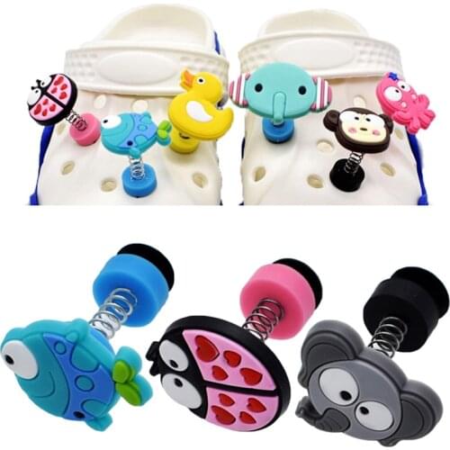 1pc Cute Animals PVC Shoe Charms Shoe Accessories DIY Shoe Decoration For croc jibz Kids Creative Cartoon Spring Shoes Buckles
