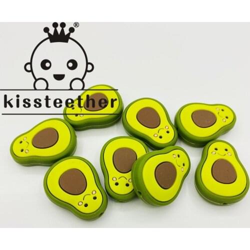 Kissteether BPA Free Silicone Beads For Baby Teethers For Teeth Mini Avocado Baby Teething Necklace Newborn Gift Handmade