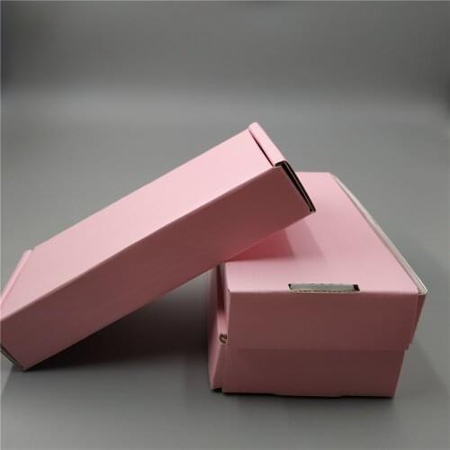 Pink corrugated gift packaging cardboard boxes for shipping square flat empty box pink gift boxes