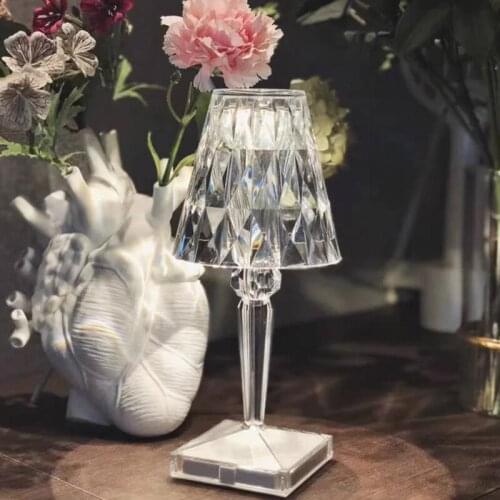 Crystal Table Lamp USB Rechargeable Acrylic Decoration Lampada Bedroom Bedside Bar Diamond Lighting Fixtures Gift Night Light
