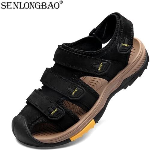 New Summer Mens Sandals Genuine Leather Casual Mens Shoes Outdoor Comfortable Breathable Beach Sandals Roman Fashion Sneakers