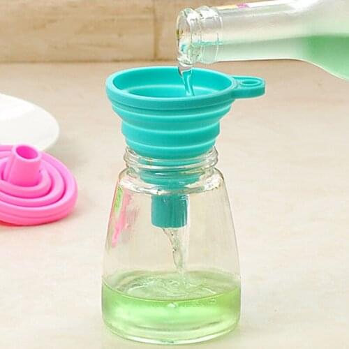 Folding funnel silicone telescopic long multi-function portable liquid high temperature oil leakage household kitchen tools