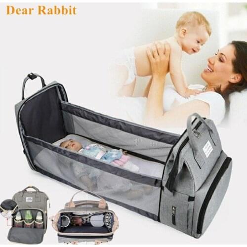 Baby Diaper Bag Bed Backpack For Mom Maternity Bag For Stroller Nappy Bag Large Capacity Nursing Bag for Baby Care Upgrade Hooks