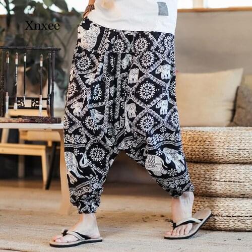 Loose Cotton Harem Pants Linen Harem Pants Men Hip-Hop Women Plus Size Wide Leg Trousers Casual Long Pants Pantalones 2021