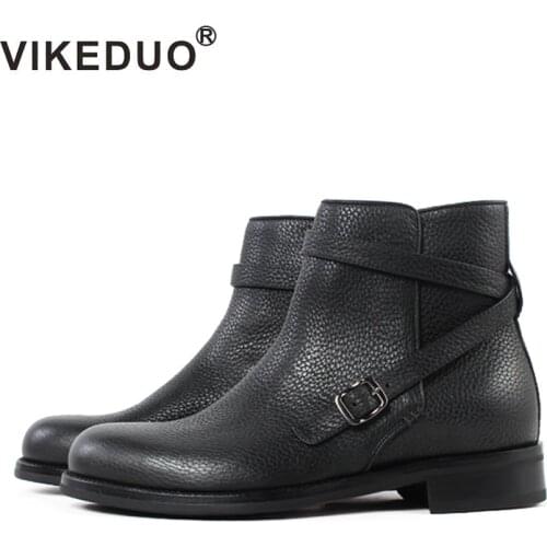 Vikeduo 2020 Handmade Tactical Boot Military Fashion Luxury Casual Heel Ankle Elegant Genuine Leather Snow Winter Fur Men Design